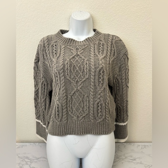 Elan Sweaters - Elan Long Sleeve Pullover Sweater Womens S Gray Cable Knit Cotton Acrylic​